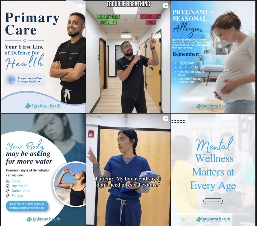 Yorktown Health's current Instagram grid